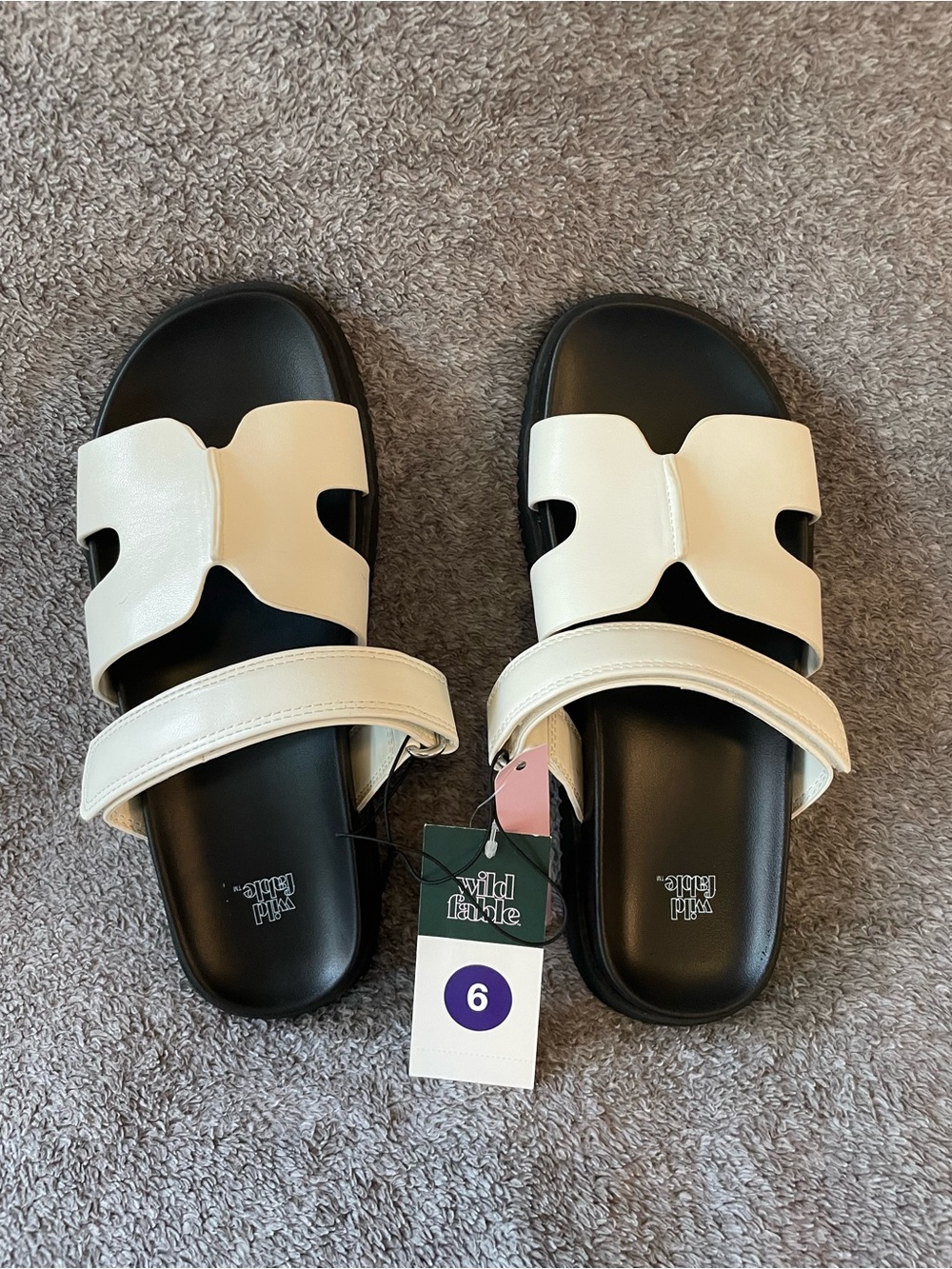 wild fable Black and White Adjustable Slide Sandals